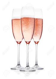 Elegant Rose Pink Champagne Glasses With Bubbles On White Background..  Stock Photo, Picture And Royalty Free Image. Image 95354472.
